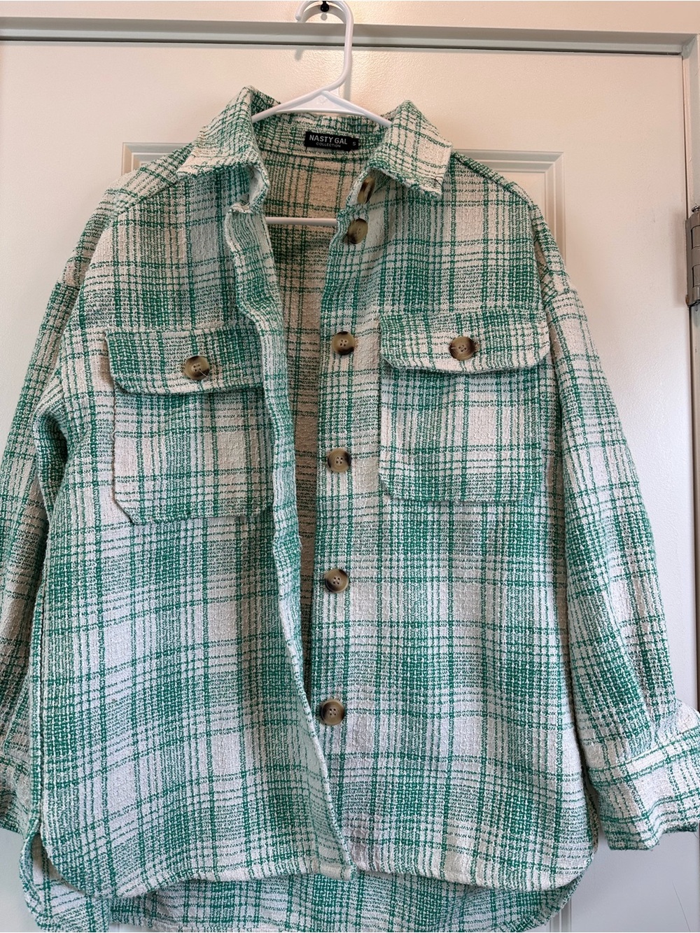 Nasty Gal Green Plaid Shacket Jacket - Green